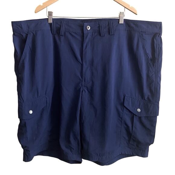 Duluth Trading Mens Size 48 Navy Nylon Cargo Shorts Back Side Elastic Waist - Picture 1 of 8